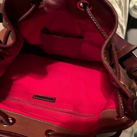 NWOT Dooney & Bourke Drawstring Leather Tote in Caramel w red interior.Flawless! - Picture 11 of 11